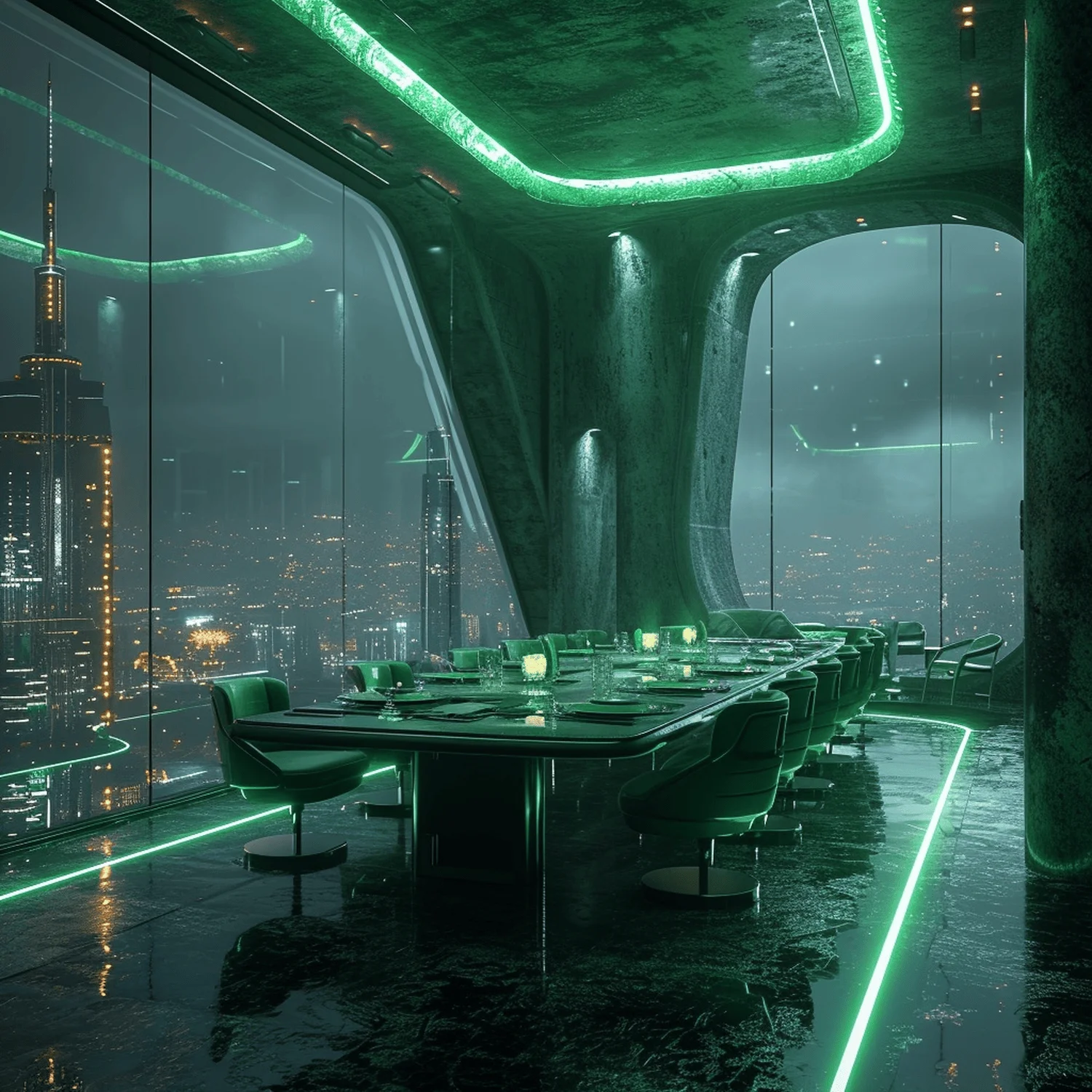 Futuristic Dining Room in Outer Space