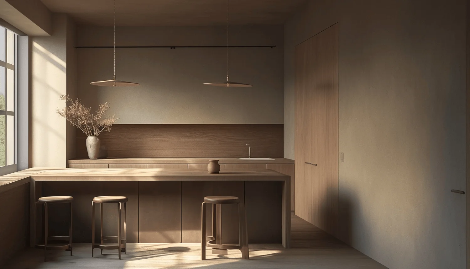 Photorealistic Side View of Modern Kitchen