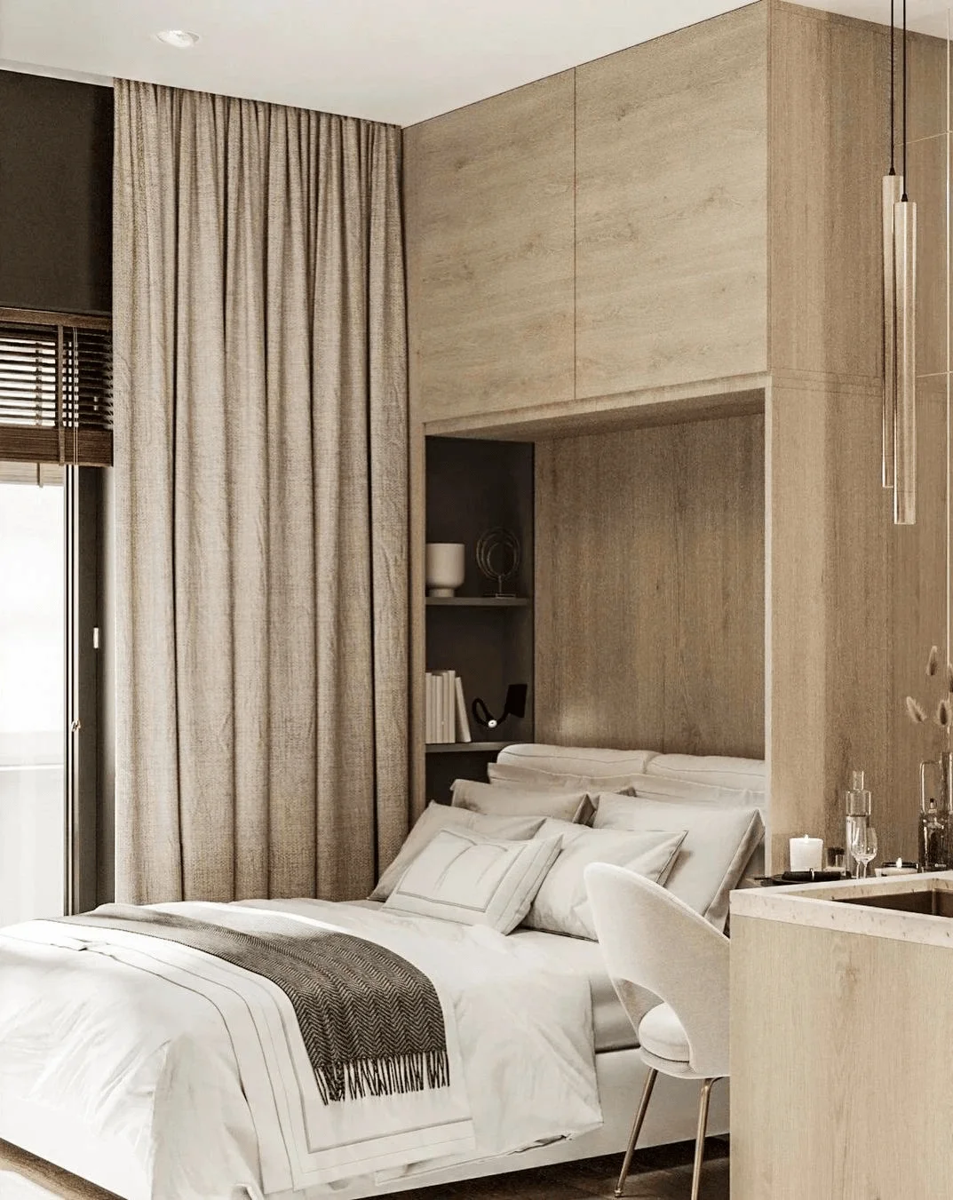 22㎡ Small Apartment Design with Foldable Murphy Bed / Daria / Russia